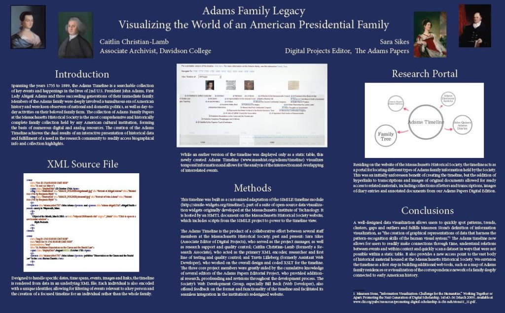 The poster I co-authored with my previous supervisor, Sara Sikes, on the Adams Timeline.