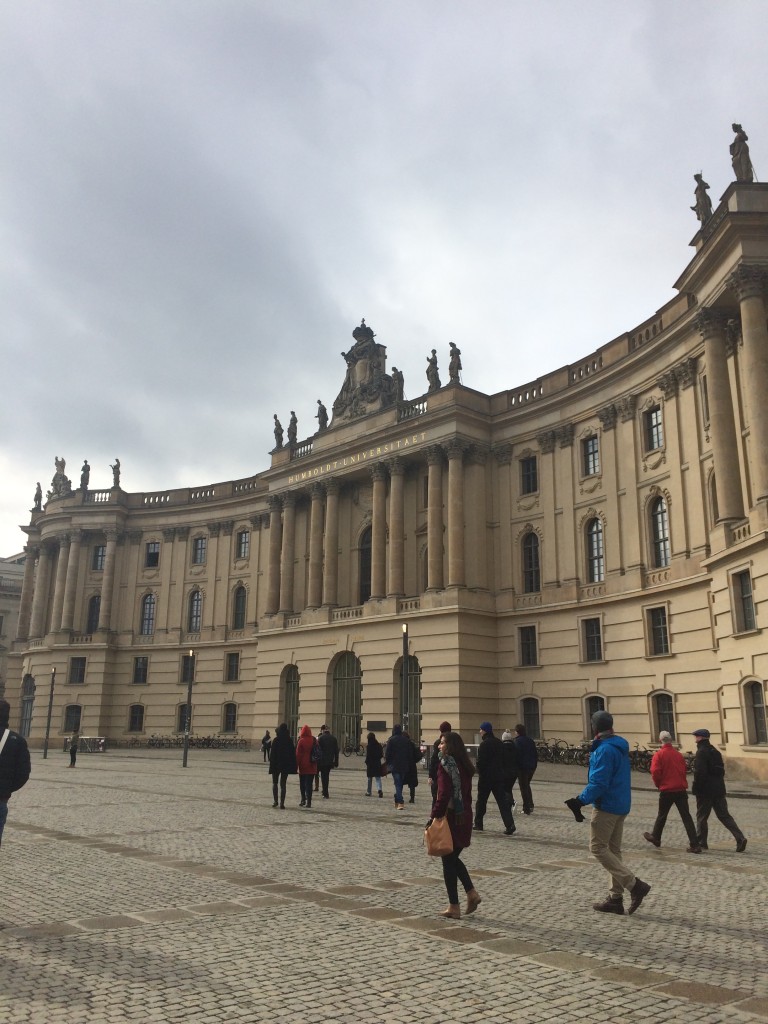 The group wanders through the Humboldt-Universität zu Berlin on our way to look at the Neue Wache.